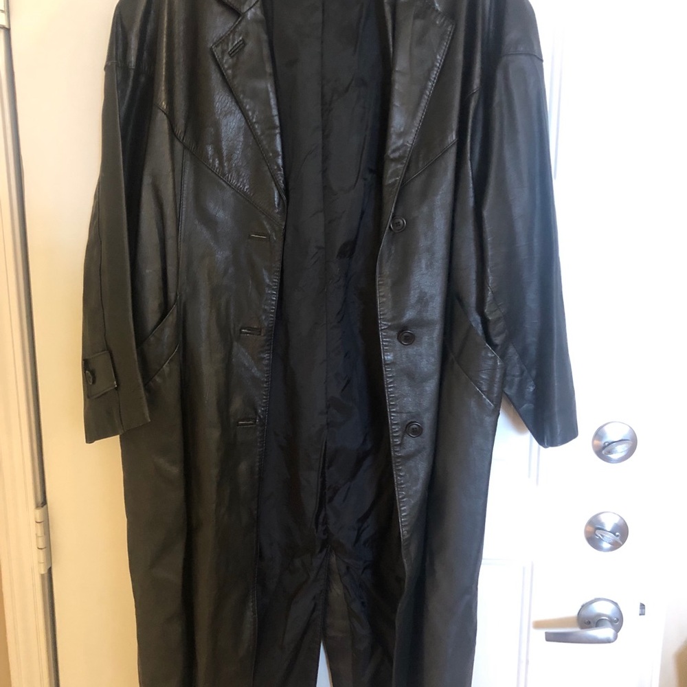 Split End Ltd Full Length Leather Coat - image 2